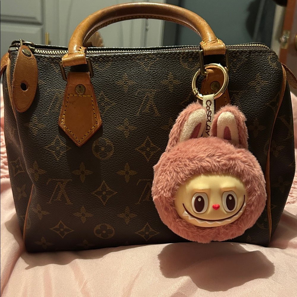 Louis Vuitton Brown Monogram Satchel with Charm. Vintage Speedy 30